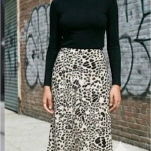 Rachel Zoe Black and Cream Leopard A-Line Skirt